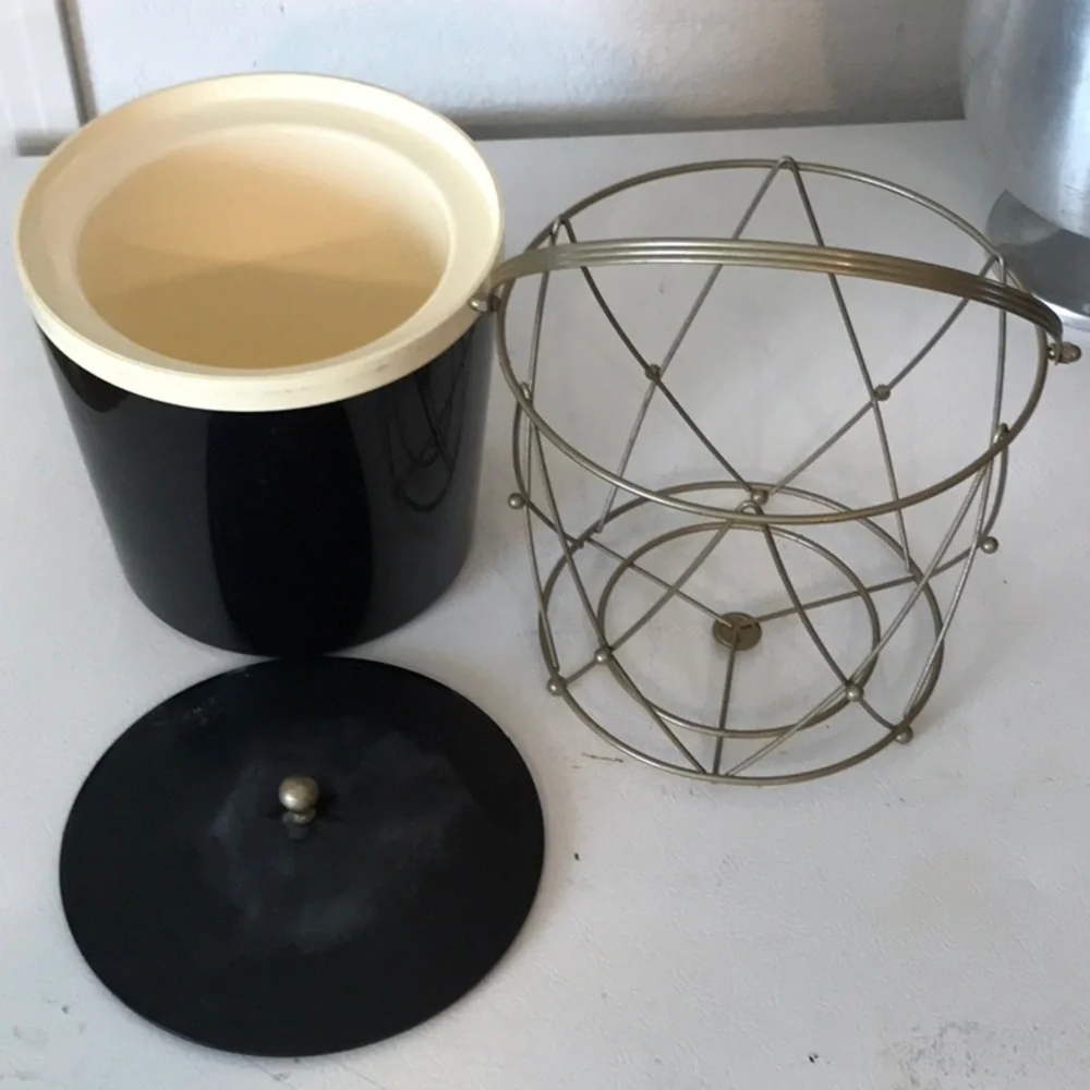 Thermos Insulated Ice Tub Mid Century Modern Ice Bucket Removable Holder